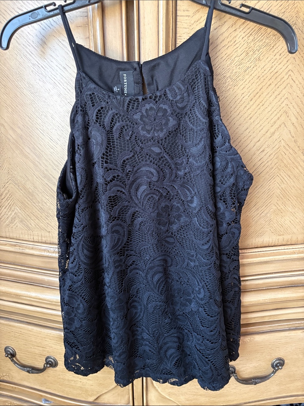Chiya Black Lace Camisole with Floral Overlay